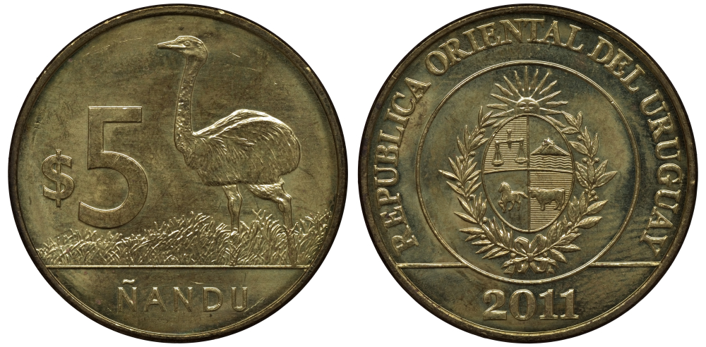 Münze Uruguay mit Nandu